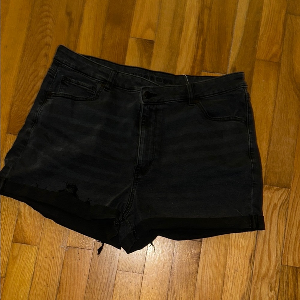 American Eagle Outfitters Black Jean Shorts Cuffed Hem
